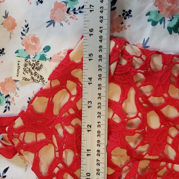 Laffaire | Red Lace Strappy Midi lace dress - nude underlay - Medium - Picture 11 of 14